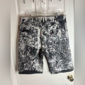 Levis Denim Shorts Men's 42 Acid Wash 569 Black White Tie Dye Baggy Hip Hop